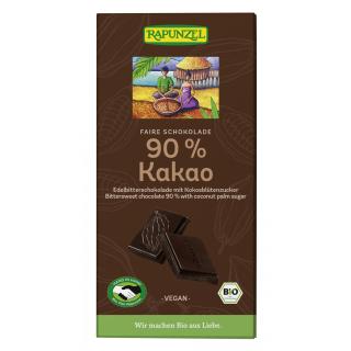 Bitterschokolade 90% Kakao mit Kokosblüte, Rapunzel