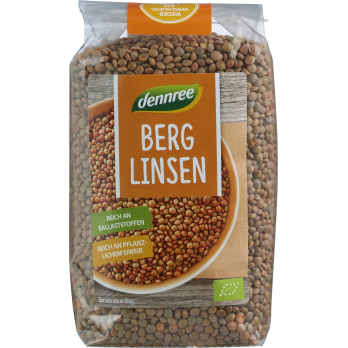 Berglinsen, Linsen braun , dennree 500 gr Packung