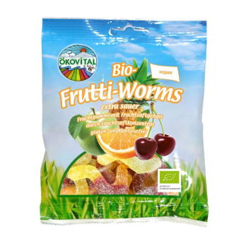 Frutti Worms ohne Gelatine, 80 g