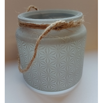 Windlicht aus Glas, grau, Kerzenfarm