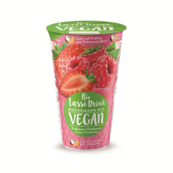 Lassi Erdbeere-Himbeere vegan, Molkerei Biedermann